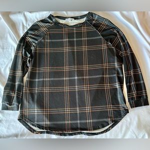 Chic Soul Curved Hem Slouchy Dolman Tunic, Gray Plaid